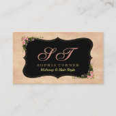 光沢のあるバラ金ゴールドグリッター野生の花モノグラム 名刺 (正面)