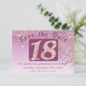 光沢のあるバラ金ゴールドグリッター18誕生日 セーブザデート (スタンド正面)