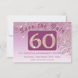 光沢のあるバラ金ゴールドグリッター60誕生日 セーブザデート