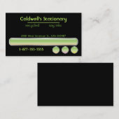 光沢のあるバーおよびボタン-緑 名刺 (正面/裏面)