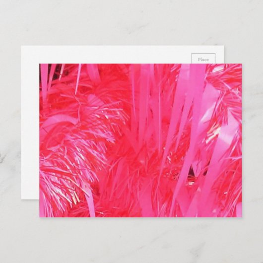 光沢のあるピンクのクリスマスツリー シーズンポストカード (正面/裏面)