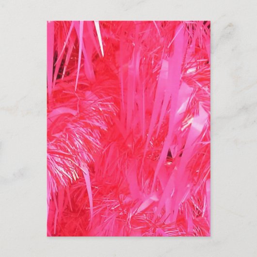 光沢のあるピンクのクリスマスツリー シーズンポストカード (正面)