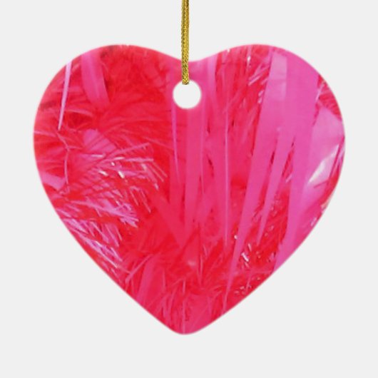 光沢のあるピンクのクリスマスツリー セラミックオーナメント (裏面)