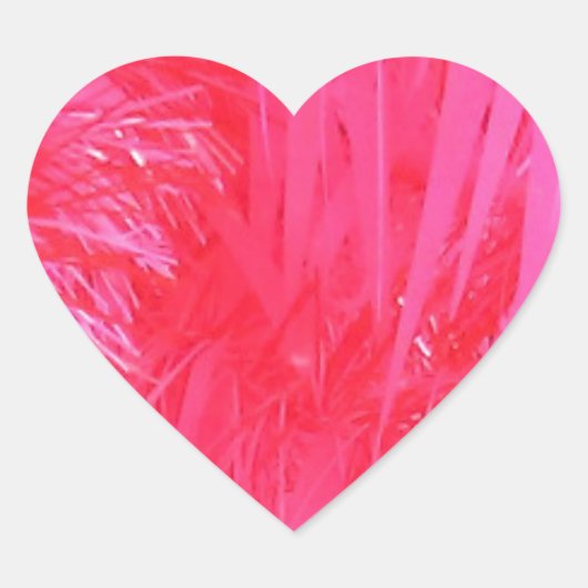 光沢のあるピンクのクリスマスツリー ハートシール (正面)