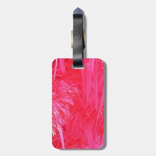 光沢のあるピンクのクリスマスツリー ラゲッジタグ (裏面縦)