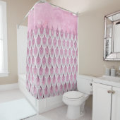 光沢のあるピンクのグリッターマーメイドはかりで測魚 シャワーカーテン (インサイチュ)