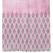 光沢のあるピンクのグリッターマーメイドはかりで測魚 シャワーカーテン (正面)