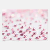 光沢のあるピンクのハートぼやけた背景 ラッピングペーパーシート (正面3)