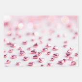 光沢のあるピンクのハートぼやけた背景 ラッピングペーパーシート (正面)