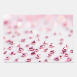 光沢のあるピンクのハートぼやけた背景 ラッピングペーパーシート