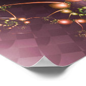 光沢のあるピンクのフラクタル緩和曲線 ポスター (角)