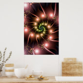 光沢のあるピンクのフラクタル緩和曲線 ポスター (キッチン)