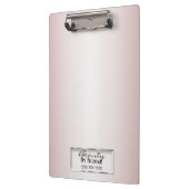 光沢のあるピンクのローズグラムマーブルモダンパーソナライズされた クリップボード (左)