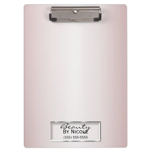 光沢のあるピンクのローズグラムマーブルモダンパーソナライズされた クリップボード (正面)