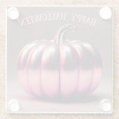 光沢のあるピンクカボチャ ガラスコースター (裏面)