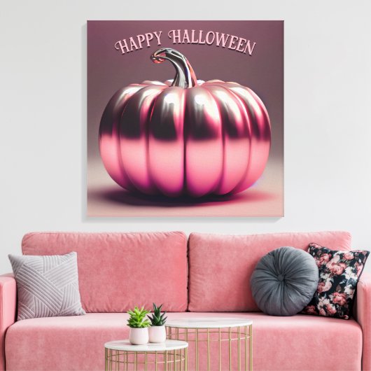 光沢のあるピンクカボチャ キャンバスプリント (インサイチュ (リビング))