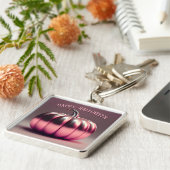 光沢のあるピンクカボチャ キーホルダー (側面)