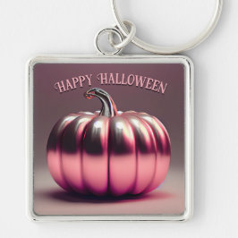 光沢のあるピンクカボチャ キーホルダー