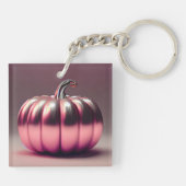 光沢のあるピンクカボチャ キーホルダー (裏面)