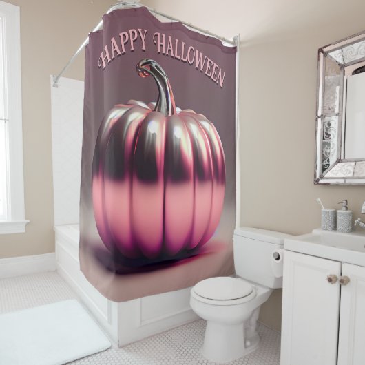 光沢のあるピンクカボチャ シャワーカーテン (インサイチュ)