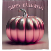 光沢のあるピンクカボチャ シャワーカーテン (正面)