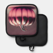 光沢のあるピンクカボチャ 鍋敷き (正面/裏面)