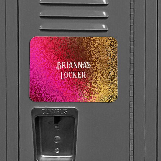 光沢のあるピンク色と金ゴールドの名前の追加 マグネット