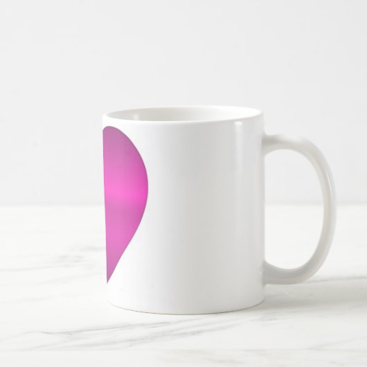 光沢のあるピンク色のハート コーヒーマグカップ (右)