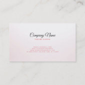 光沢のあるピンク色のバラ 名刺 (裏面)