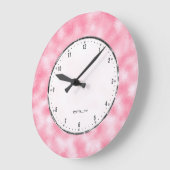 光沢のあるピンク色の抽象芸術フェイクグリッター ラージ壁時計 (傾斜)
