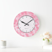 光沢のあるピンク色の抽象芸術フェイクグリッター ラージ壁時計 (ホーム)