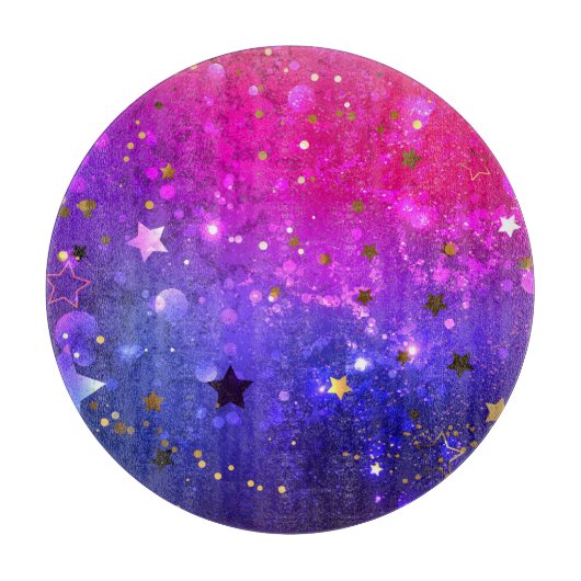 光沢のあるピンク色の背景 カッティングボード (正面)