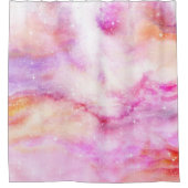 光沢のあるピンク色の背景 シャワーカーテン (正面)