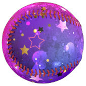 光沢のあるピンク色の背景 ソフトボール (正面左)