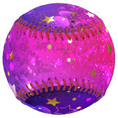 光沢のあるピンク色の背景 ソフトボール (裏面)