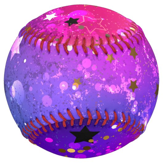 光沢のあるピンク色の背景 ソフトボール (正面)