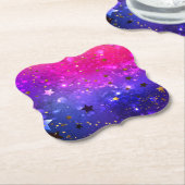 光沢のあるピンク色の背景 ペーパーコースター (アングル)