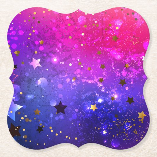 光沢のあるピンク色の背景 ペーパーコースター (正面)