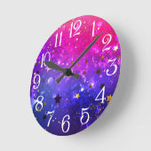 光沢のあるピンク色の背景 ラウンド壁時計 (傾斜)