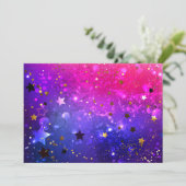 光沢のあるピンク色の背景 招待状 (スタンド正面)