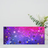 光沢のあるピンク色の背景 案内状 (スタンド正面)