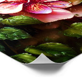 光沢のあるピンク色の開花 ポスター (角)