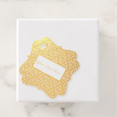 光沢のあるファンシー金ゴールドの白いスクロールパターン フェイバータグ (箱)