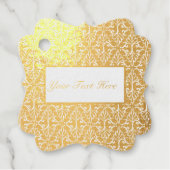 光沢のあるファンシー金ゴールドの白いスクロールパターン フェイバータグ (正面)