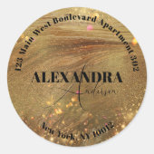 光沢のあるファンシー金ゴールド金属差出人住所ラベル ラウンドシール (正面)