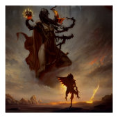 光沢のあるファンタジーポスターと戦士&ダークビースト ポスター (正面)