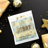 光沢のあるフィリグリー雪の結晶金ゴールドメリークリスマス フェイバーバッグ