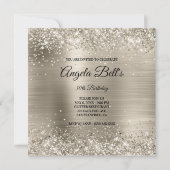 光沢のあるフェイクプラチナグリッターブラシ付きフォイルモノグラム 招待状 (裏面)