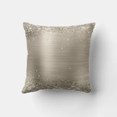 光沢のあるフェイク白金グリッターブラシ仕上げ金属モノグラム クッション (裏面)