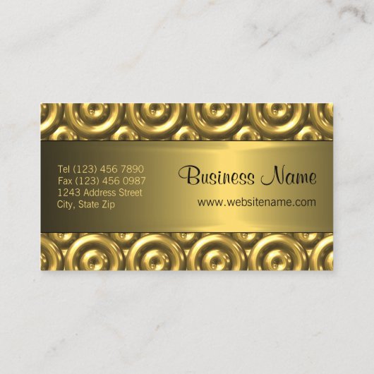 光沢のあるフェイク金ゴールドの3D抽象芸術円モザイクパターン 名刺 (裏面)